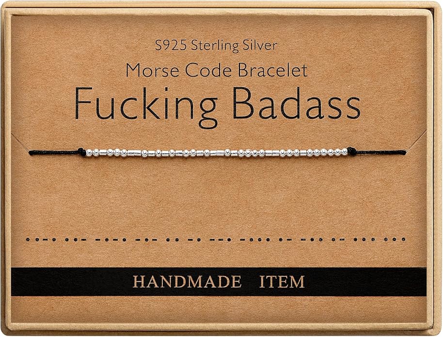 Monily Inspirational Gifts for Women Morse Code Bracelets for Women Funny Bracelet for Friend Funny Gift for Women Sterling Silver Bracelet for Women