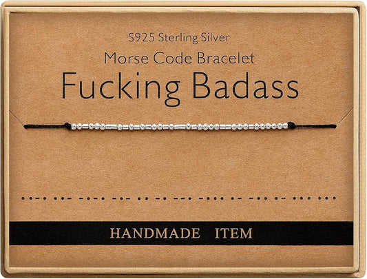 Monily Inspirational Gifts for Women Morse Code Bracelets for Women Funny Bracelet for Friend Funny Gift for Women Sterling Silver Bracelet for Women