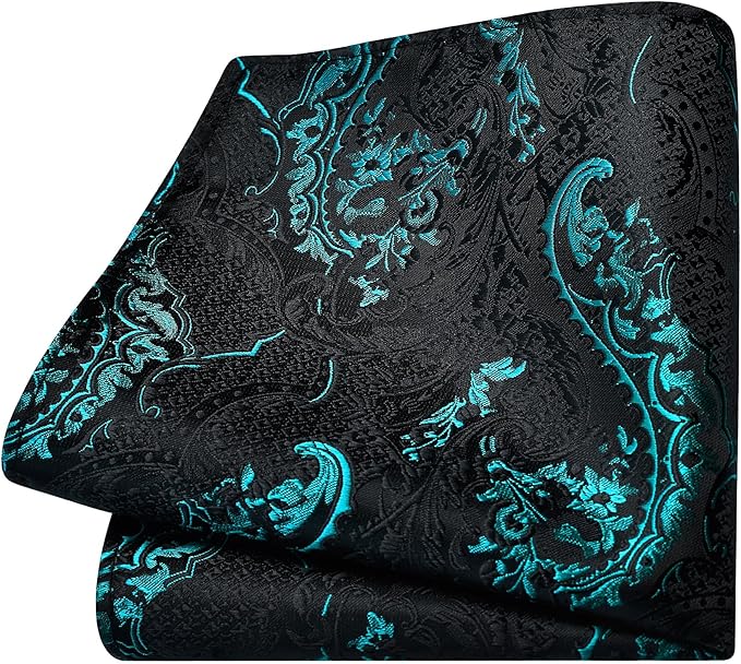 GUSLESON 8cm Paisley Tie Set for Men Necktie Lapel Pin Pocket Square Cufflinks Set for Men