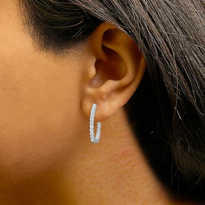 14K White or Yellow Gold 1.0 Cttw Oval Lab Grown Diamond Hoop Earrings