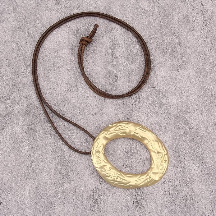Boho Necklaces for Women Chunky Circle Necklace Layered Boho Circle Leather Choker Necklace Long Vintage Necklaces Bohemian Jewlery Gifts