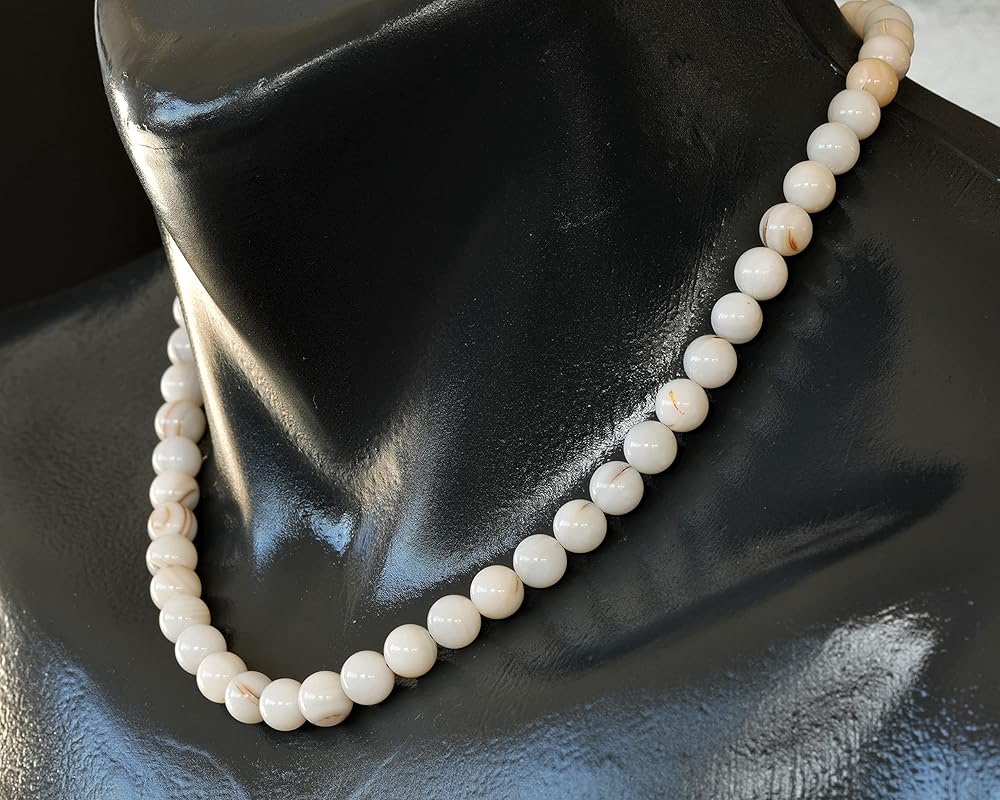 Natural Mother of Pearl Beaded Choker, Genuine White Crystal Necklace, Gemstone Choker, 8mm Beads, Unique Fashion Jewelry, Healing Crystal Chakra Necklace, Durable Stone Necklace, Cancer Necklace
