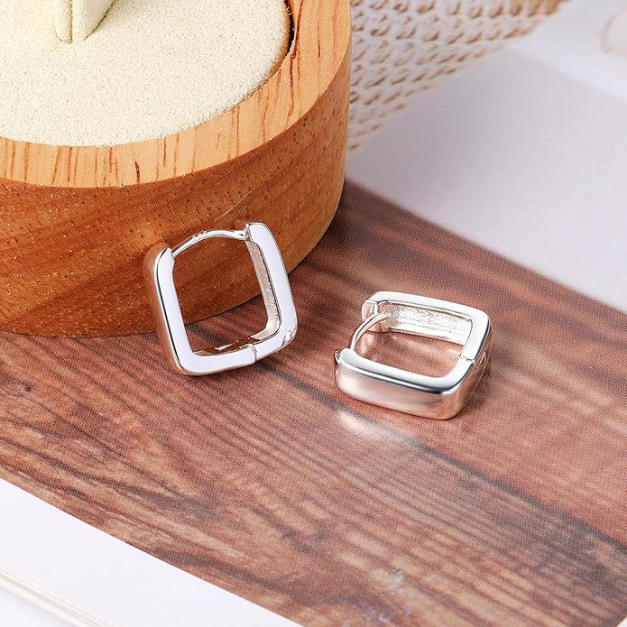 925 Sterling Silver Earrings Small Chunky Silver Earrings for Women Trendy 14K Gold Plated Hypoallergenic Cute Thick Huggie Hoops Earing Jewelry for Women Gifts