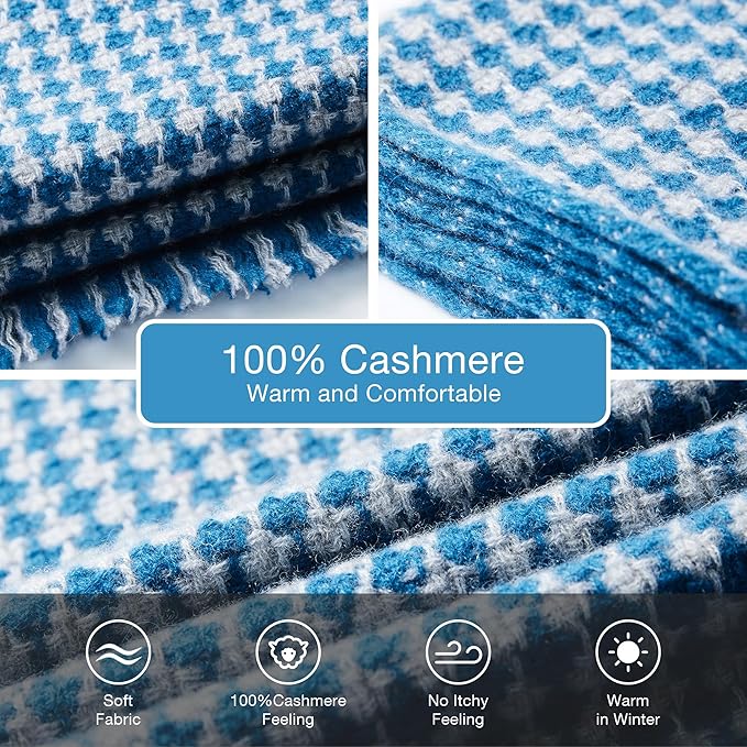 EURKEA 100% Cashmere 2025 Winter Scarf for Women Fringed Edges Warm & Soft Lightweight Solid/Plaid/Two-Tone Free Size