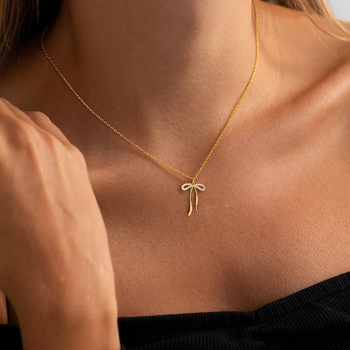 Gold Necklace for Women-14K Gold Plated Bow,Dragon,Shell, Palm Tree, Seahorse, Conch Shell,Sardines, Cowboy Boot,Bat,Bunny Pendant Beachy Jewelry for Women Gifts