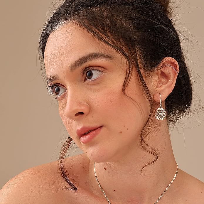 LeCalla 925 Sterling Silver Leverback Drop Earrings | Lightweight Celtic-Knot Filigree Heart Teardrop Dangle Earring for Women's Gift for Her