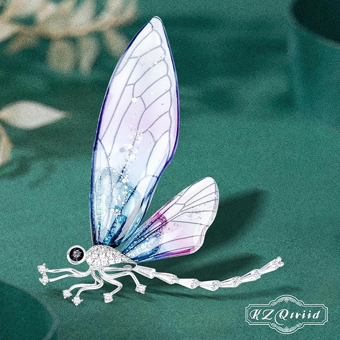 Brooches For Women ，Cubic Zirconia Dragonfly Brooch Pins For Women ，Dragonfly Broach ，Cubic Zirconia Broach
