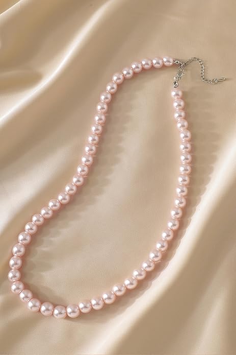 BABEYOND Round Imitation Pearl Necklace Wedding Pearl Necklace for Brides