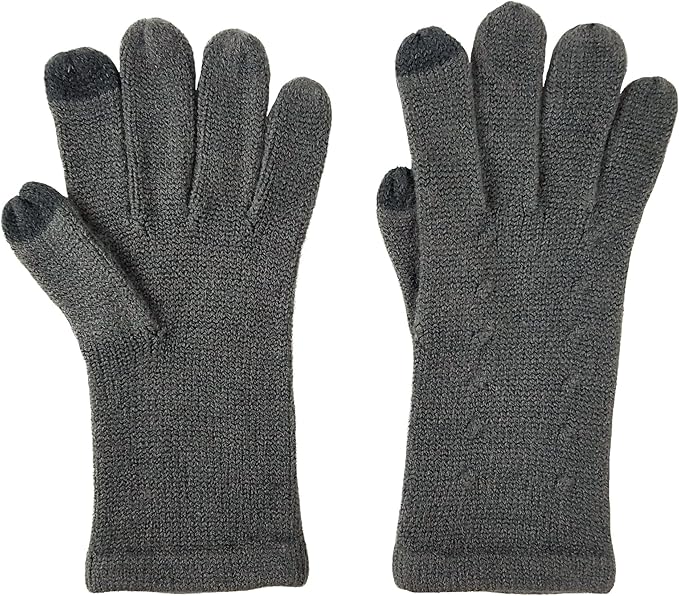 BRUCERIVER Women's Ultra Soft Knit Scarf & Glove Set Touchscreen Function Cable Design