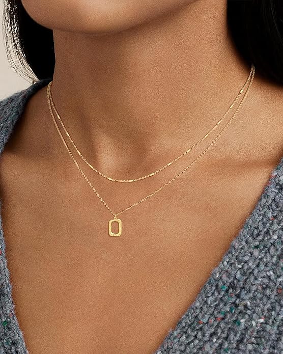 Layered Necklaces for Women 14K Gold Plated Stack Circle Pendant Trendy Long Chain Stackable Handmade Coin Necklace Set Dainty Gold Stacked Jewelry Gifts
