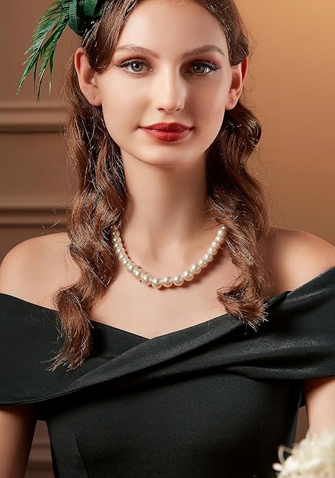 BABEYOND Round Imitation Pearl Necklace Wedding Pearl Necklace for Brides
