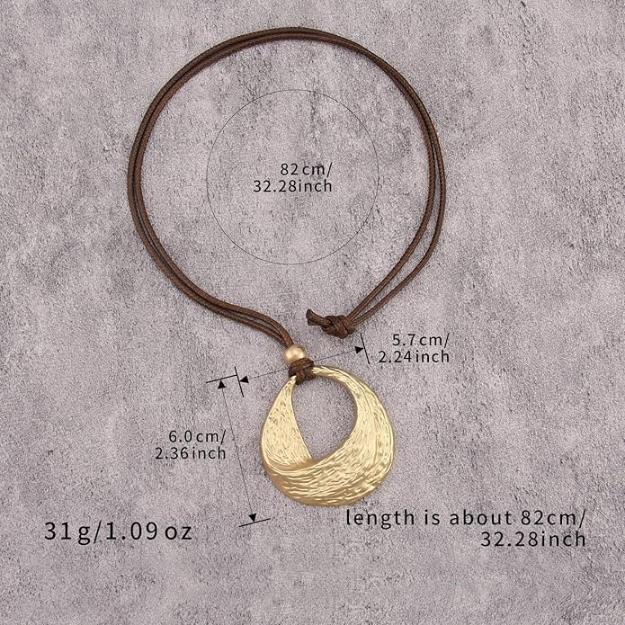 Boho Necklaces for Women Chunky Circle Necklace Layered Boho Circle Leather Choker Necklace Long Vintage Necklaces Bohemian Jewlery Gifts