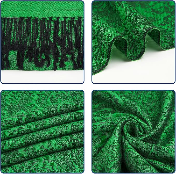 QIUTIMIY Paisley Pashmina Shawl Wrap Women Reversible Vintage Jacquard Pashmina Rave Scarf with Fringe for Evening, Wedding