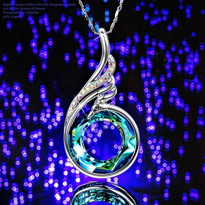 Kate Lynn "Rise From the Ashes Phoenix Necklace Made with Crystals from Austria, 18"+2" Necklace, Packaged with Jewelry Box, Birthday Gift for Women, Symbol of Luck and Renewal