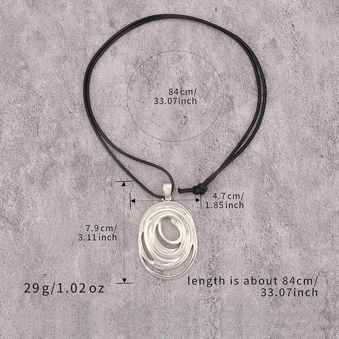 Long Boho Necklaces for Women Vintage Leather Wooden Pendant Y Choker Ethnic Style Gold Circle Hippie Sweater Necklace