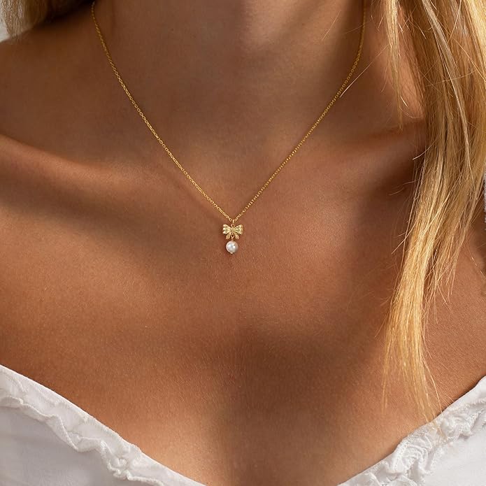 Gold Necklace for Women-14K Gold Plated Bow,Dragon,Shell, Palm Tree, Seahorse, Conch Shell,Sardines, Cowboy Boot,Bat,Bunny Pendant Beachy Jewelry for Women Gifts