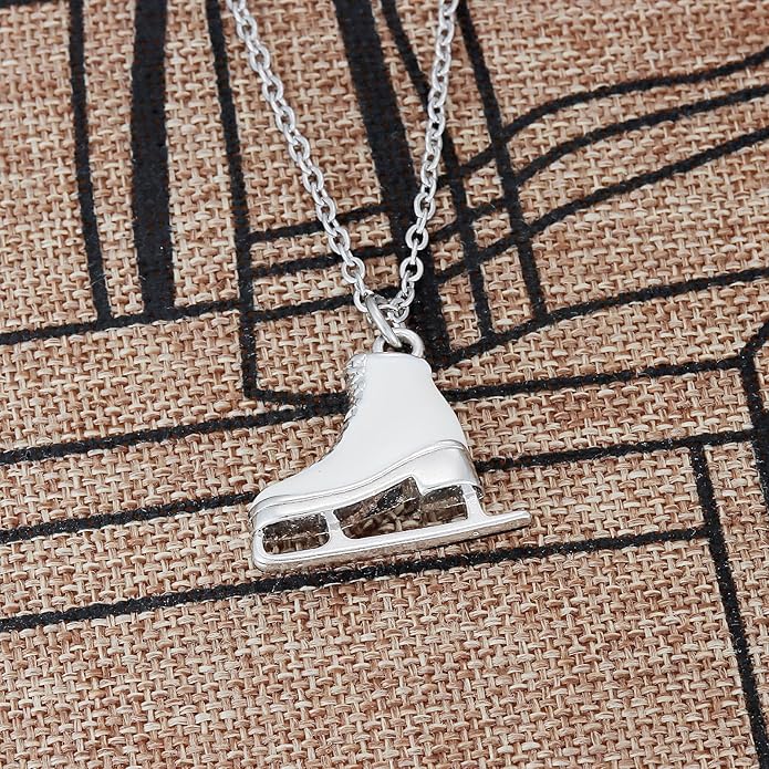 Kivosliviz Skater Necklace Women Teen Ice Skate Themed Figure Skating Necklace