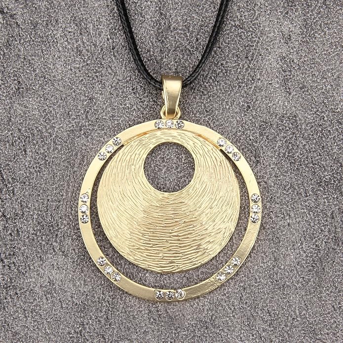 Boho Necklaces for Women Chunky Circle Necklace Layered Boho Circle Leather Choker Necklace Long Vintage Necklaces Bohemian Jewlery Gifts