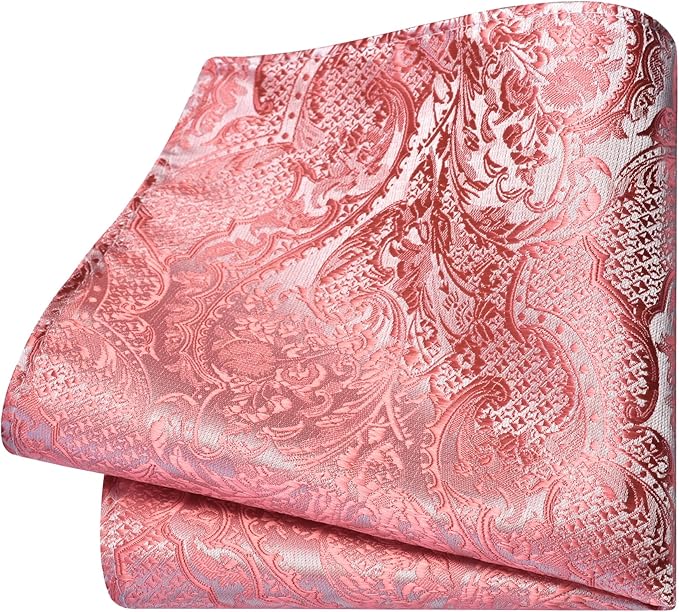 GUSLESON 8cm Paisley Tie Set for Men Necktie Lapel Pin Pocket Square Cufflinks Set for Men
