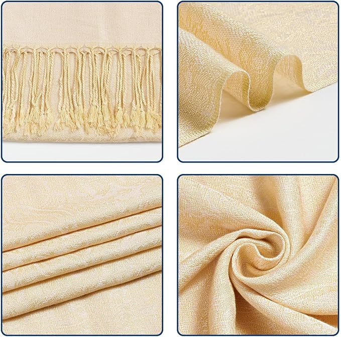 QIUTIMIY Paisley Pashmina Shawl Wrap Women Reversible Vintage Jacquard Pashmina Rave Scarf with Fringe for Evening, Wedding