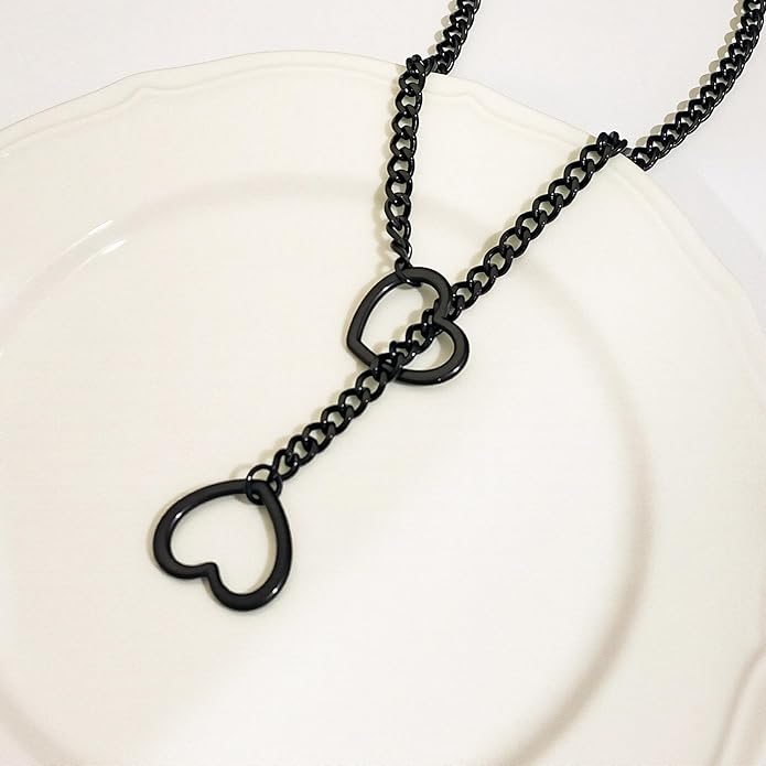 Artmiss Statement Chain Necklace Thick Link Choker with Heart Pendant Heavy Stainless Steel Industrial Unisex Statement Jewelry Gift for Women Men