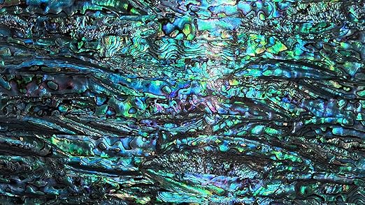 GOMMO Blue Paua Abalone Shell Stickers Sheet Enhanced for Inlay and Overlay Flexible (240mm×140mm) (New Zealand Blue Abalone)
