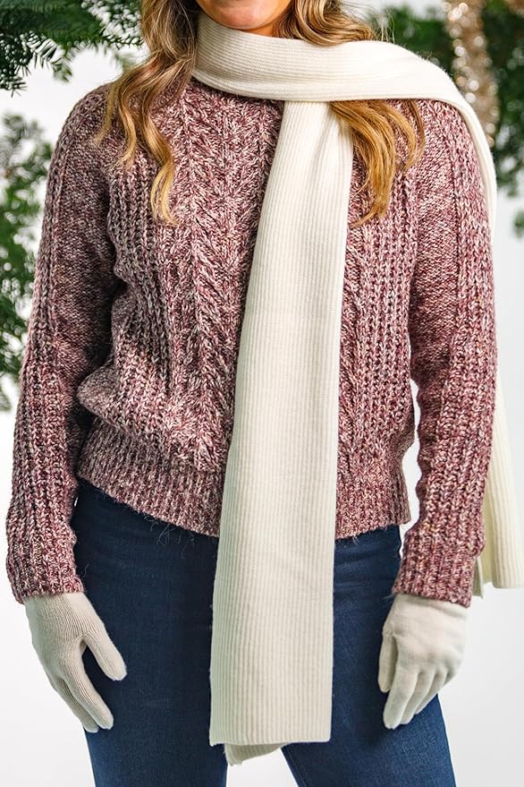Fishers Finery Women's 100% Cashmere Ribbed Knit Winter Scarf | Black Label Box