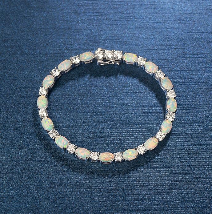 FANCIME Birthstone Bracelets Sterling Silver Tennis Bracelets Charm Fine Jewelry Birthday Gifts for Women 7"