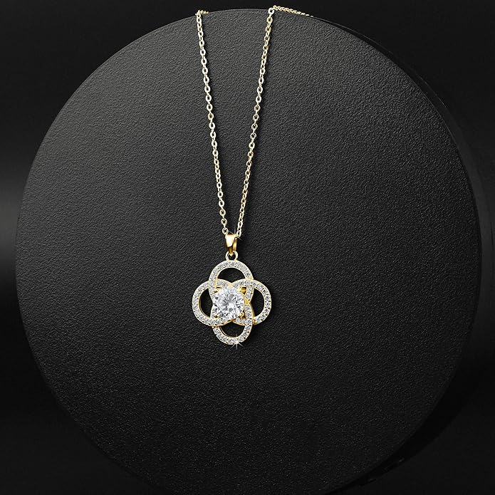 Moissanite Pendant Necklace for Women – 925 Sterling Silver Necklace for Women Infinity Pendant, Dainty Silver Jewelry Gift Box for Mom Wife Girlfriend – Birthday Anniversary 1-3 CT