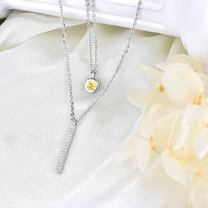 JO WISDOM Choker Layered Y Necklaces,925 Sterling Silver Choker Layered Coin Pendant Necklace,Jewelry for Women