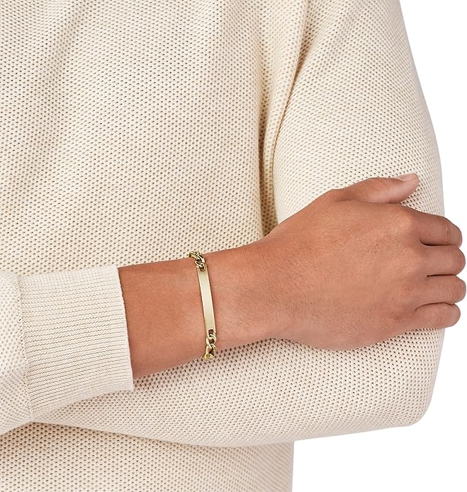 Fossil Men's Plated Stainless Steel Engravable Personalized Gift ID, Chain or Cuff Bracelet for Men