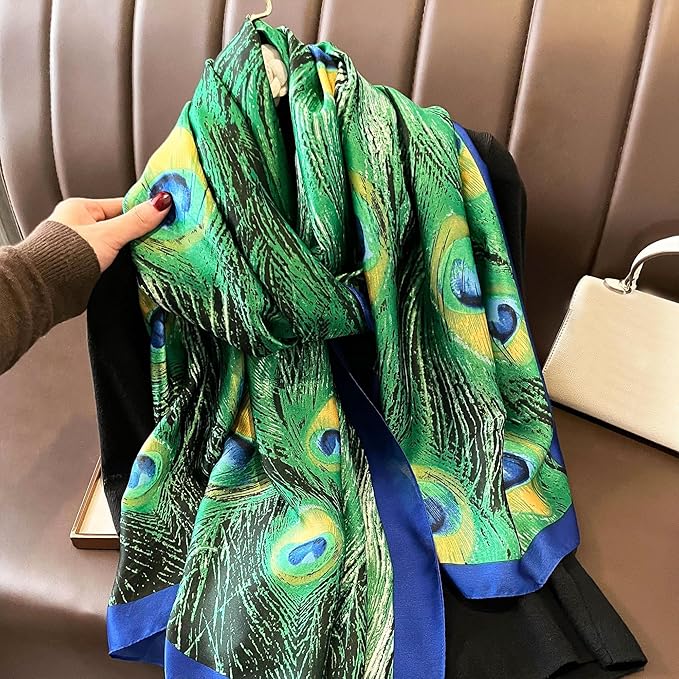 Clysoru Silk Scarf For Women Hair Scarves Lightweight Satin Elegant Shawl Wraps Bufanda Mujer Fashion Accessories 70.8"X35.4"