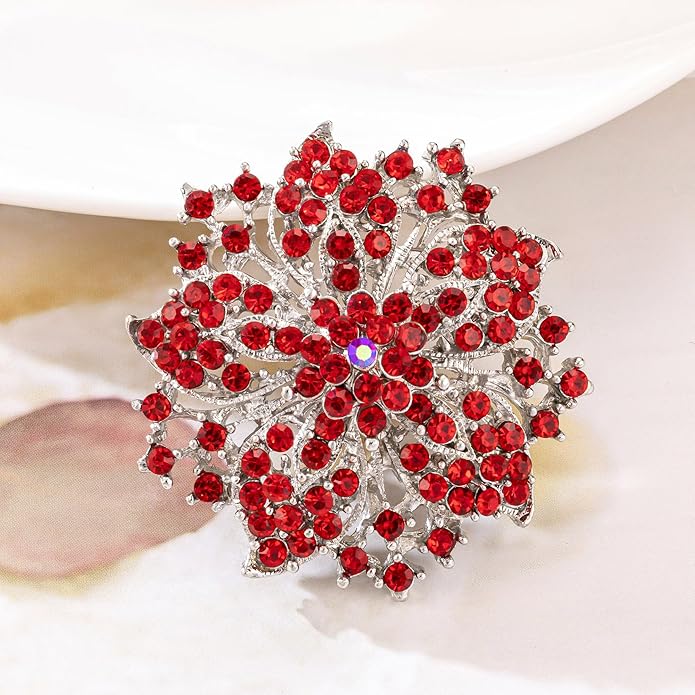 HAISWET Womens Flower-shape Statement Brooch Pin Crystal Brooch for Women