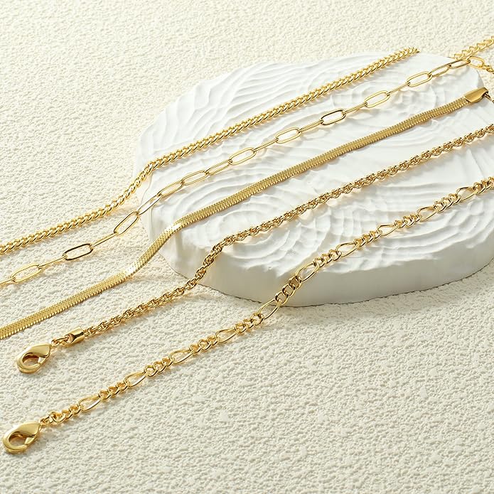 Gold/Silver Plated Anklet Bracelets for Women Waterproof Plus Size Cuban Link Chain Ankle Bracelet for Large Ankle 9-12inch