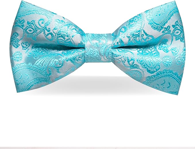 JEMYGINS Paisley Pre-tied Bow Tie and Pocket Square Cufflinks Lapel Pin Sets for Men 4PCS