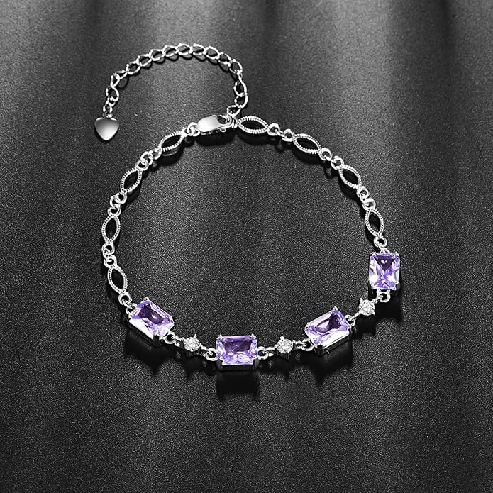 PRAYMOS Birthstone Bracelets for Women Mom Mother's Grandma Sterling Silver Women's Bracelets Birthstone Jewelry Gifts