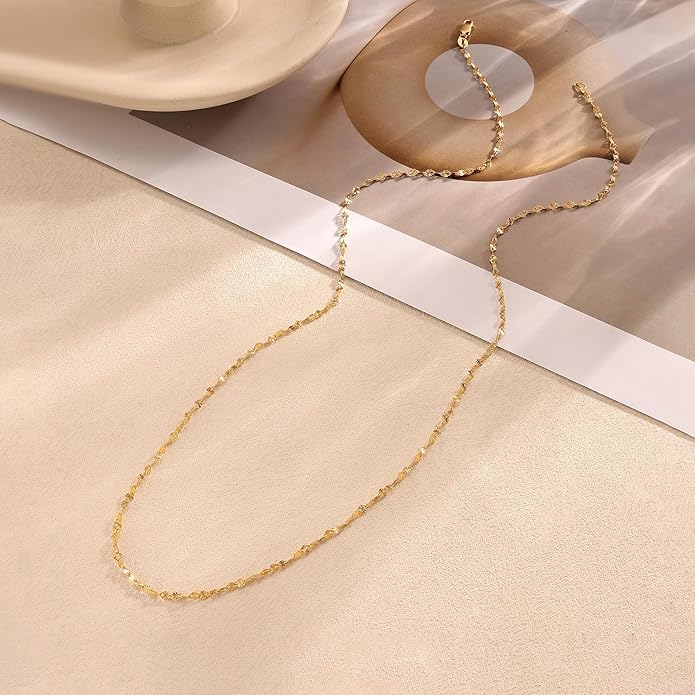 925 Sterling Silver Chain Necklace Link Chain Necklace for Women Simple Dainty 16K Gold Plated Necklace for Women Minimalist Waterproof Silver Necklace Trendy Jewelry Gifts
