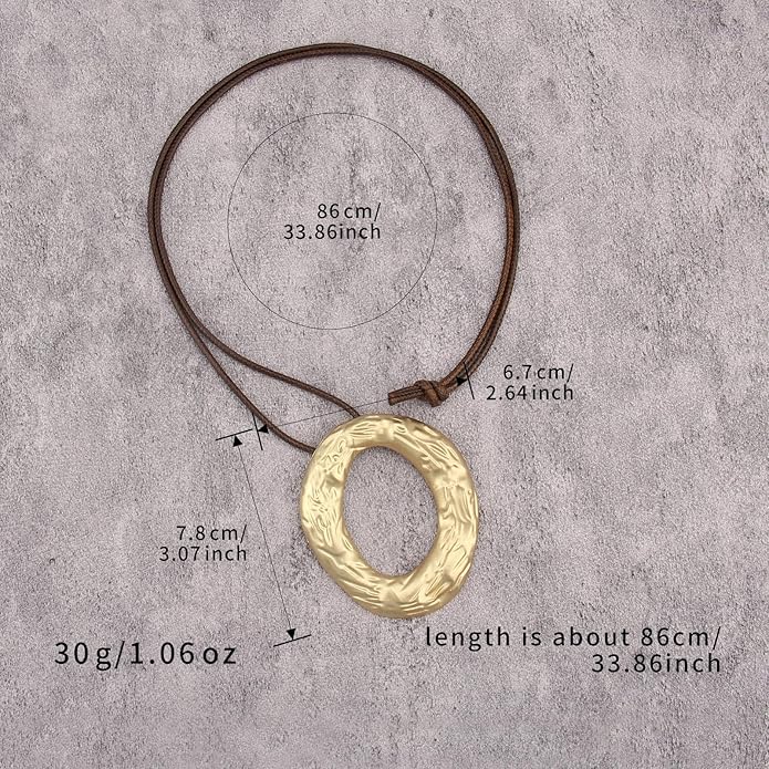 Boho Necklaces for Women Chunky Circle Necklace Layered Boho Circle Leather Choker Necklace Long Vintage Necklaces Bohemian Jewlery Gifts