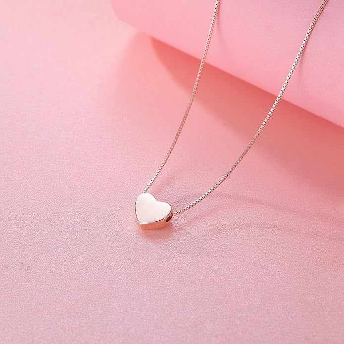 SLUYNZ Genuine 925 Sterling Silver Tiny Love Heart Pendant Necklace for Women Simple Sweet Heart Choker Necklace