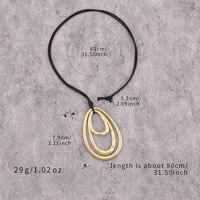 Boho Necklaces for Women Chunky Circle Necklace Layered Boho Circle Leather Choker Necklace Long Vintage Necklaces Bohemian Jewlery Gifts
