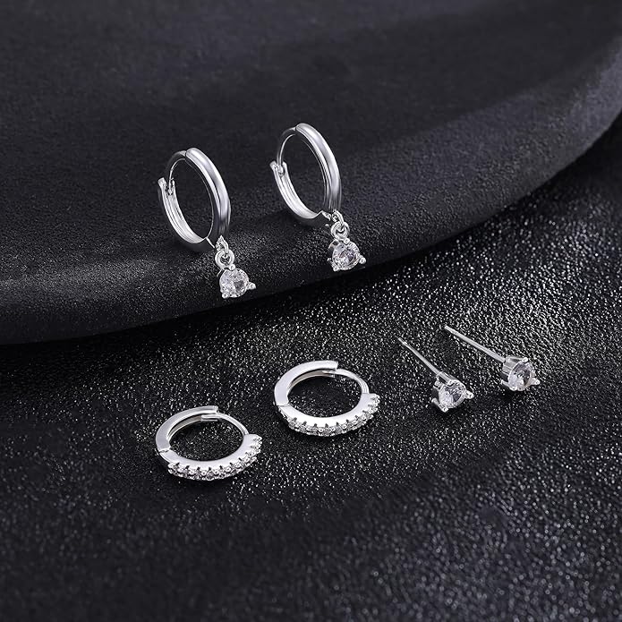 Freekiss 3 Pairs Gold Hoop Earrings Set: Dainty Stud Earrings Trendy Small 14K Gold Plated Hypoallergenic Dangle Cartilage Huggie Hoop Earrings for Women Gold Jewelry for Women Gifts