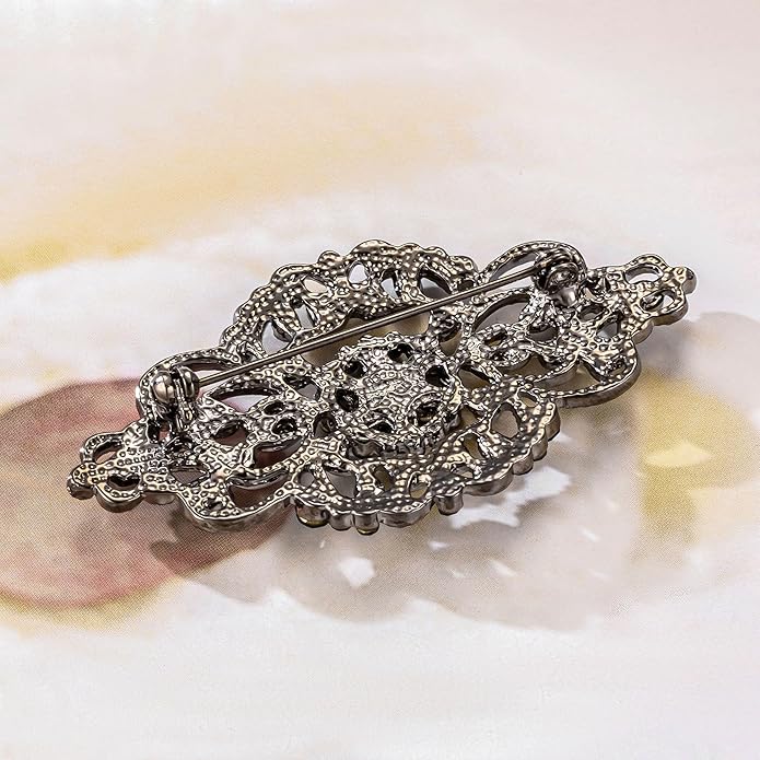 HAISWET Vintage Wedding Bridal Crystal Art Deco Rhinestone Brooch Pin