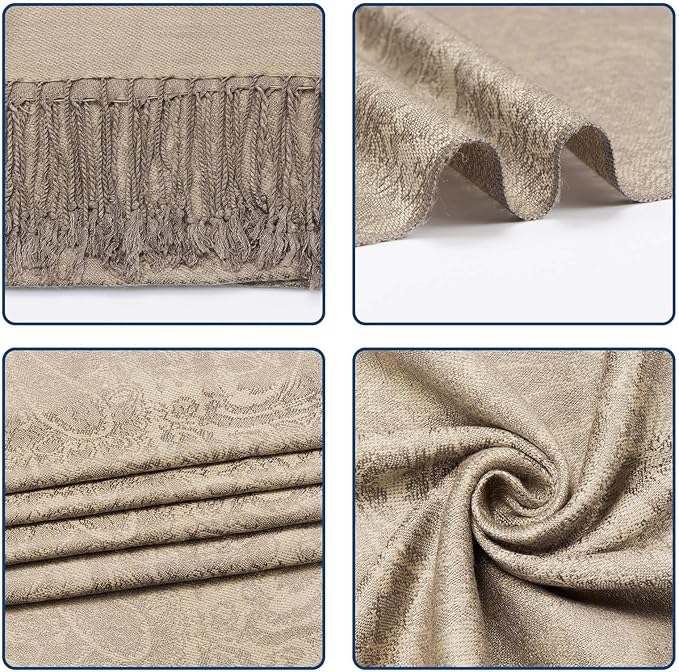 QIUTIMIY Paisley Pashmina Shawl Wrap Women Reversible Vintage Jacquard Pashmina Rave Scarf with Fringe for Evening, Wedding