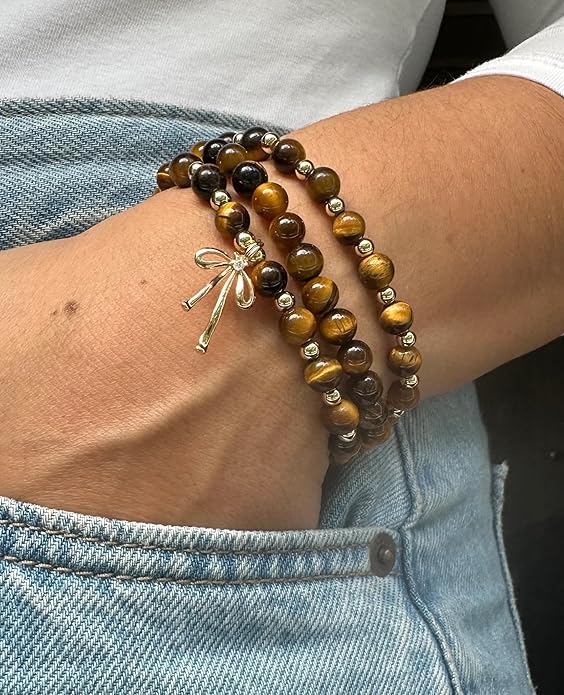 Beads Bow Charm Bracelet for Women Flower Vintage Bracelet Handmade Stretch Beaded Dainty Romantic Jewelry Gifts