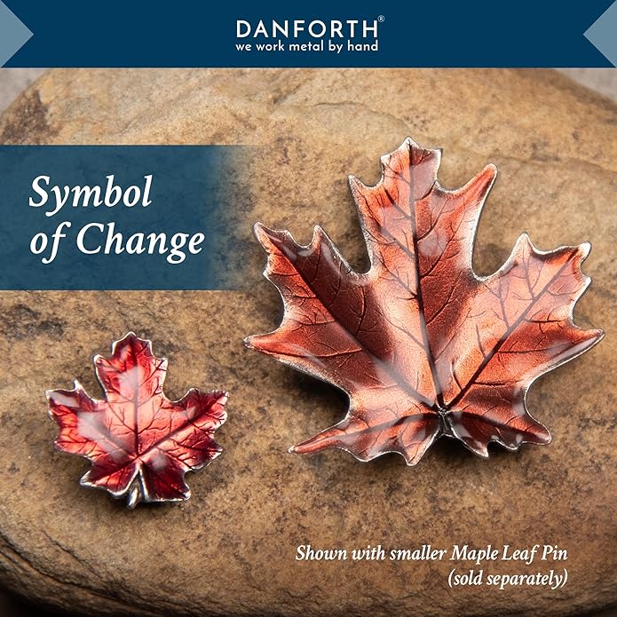 Danforth - Maple Leaf Fall/Autumn Brooch Pin, Pewter, 1 3/4 Inches, Handcrafted, Made In USA