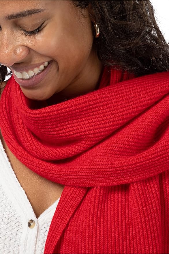 Fishers Finery Women's 100% Cashmere Ribbed Knit Winter Scarf | Black Label Box