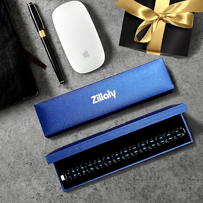 Men's Stainless Steel Two-Tone Square Link diamond Bracelet in Black & Blue Ion-Plated Black