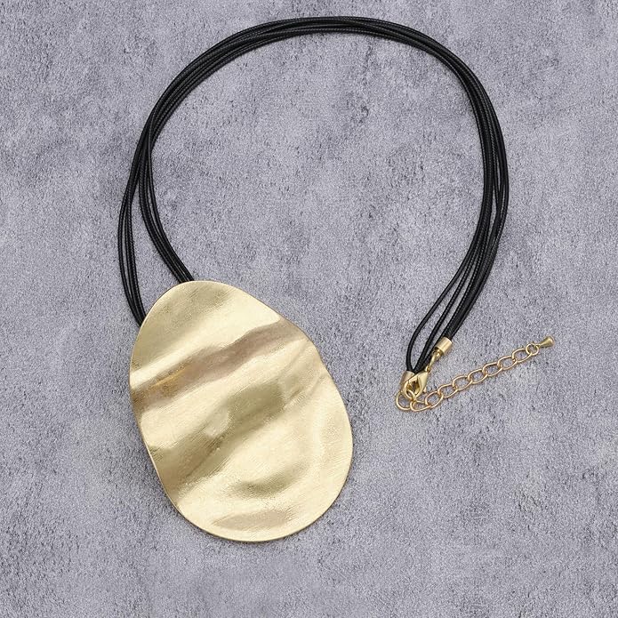 Boho Necklaces for Women Chunky Circle Necklace Layered Boho Circle Leather Choker Necklace Long Vintage Necklaces Bohemian Jewlery Gifts