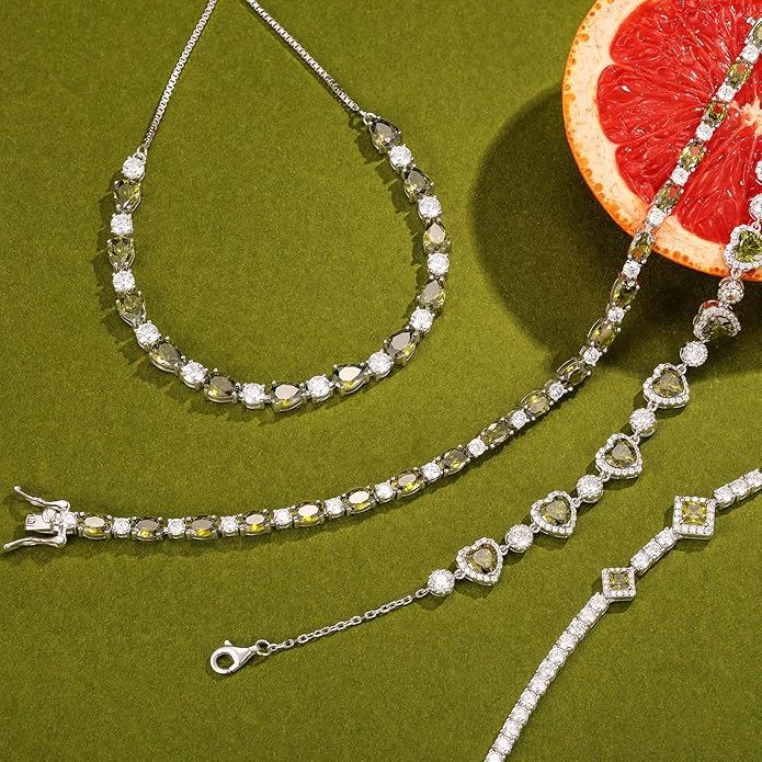 FANCIME Birthstone Bracelets Sterling Silver Tennis Bracelets Charm Fine Jewelry Birthday Gifts for Women 7"