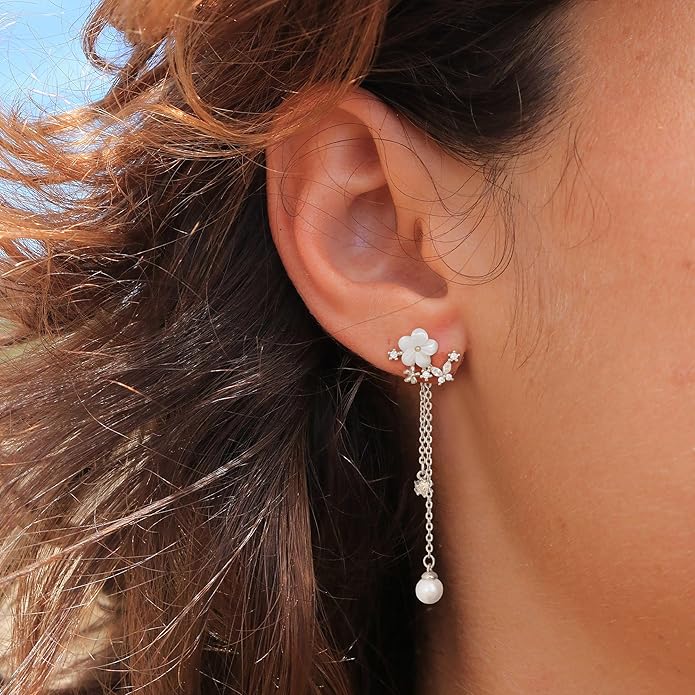 14K Gold Plated Butterfly Dangle Earrings for Women - Dainty, Trendy, Hypoallergenic CZ Drop Earrings - Simple Long Dangling Jewelry
